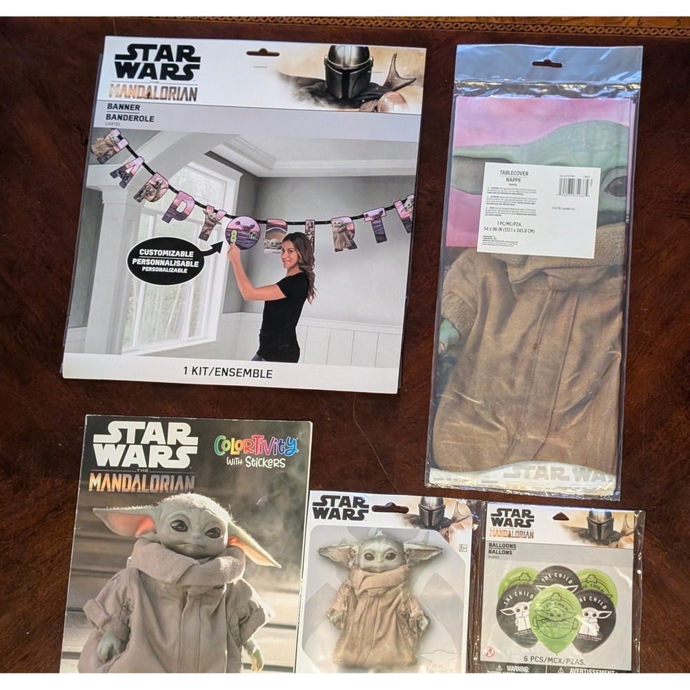 Star‎ Wars The Mandalorian Grogu Party Supplies Banner Tablecloth Balloons Set